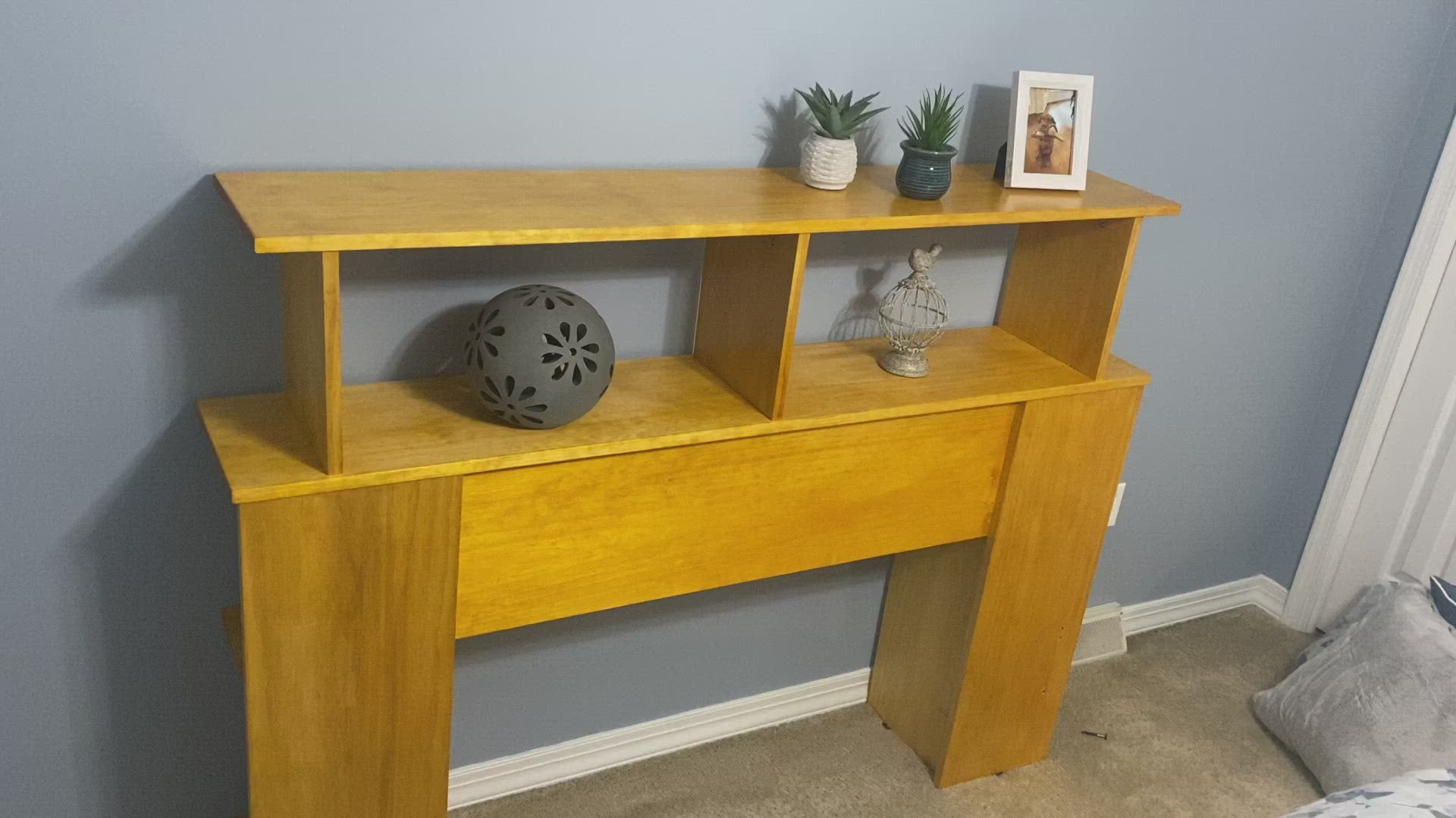 Video of solid wood bookcase headboard